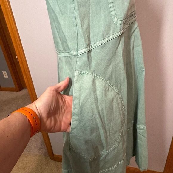 Pilcro Anthropologie sleeveless halter swing midi dress green size XS petite NEW - Picture 2 of 12